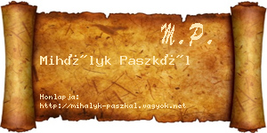 Mihályk Paszkál névjegykártya